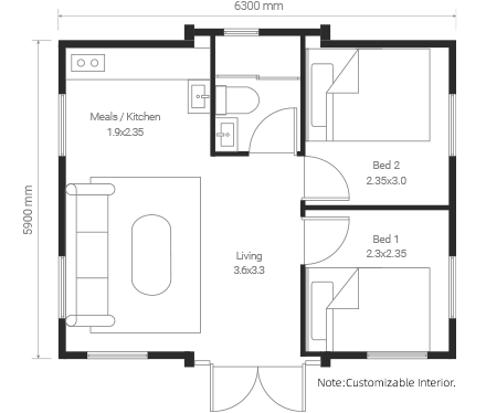 12.5m² Floor Plan