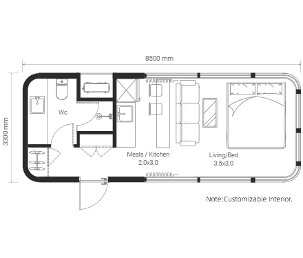 20m² Floor Plan