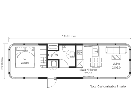12.5m² Floor Plan