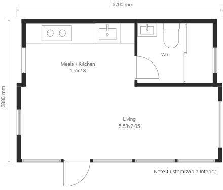 12.5m² Floor Plan